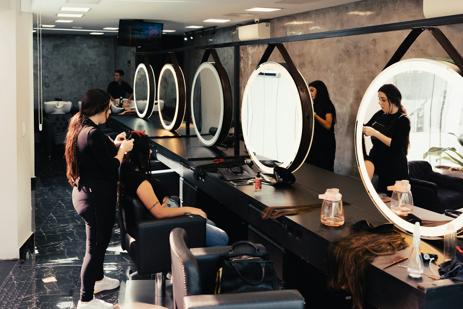 Woman having her hair done in a salon